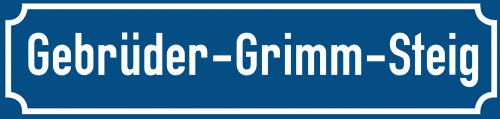 Straßenschild Gebrüder-Grimm-Steig