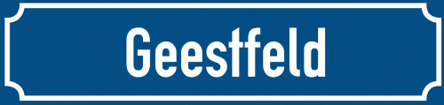 Straßenschild Geestfeld