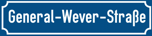 Straßenschild General-Wever-Straße zum kostenlosen Download