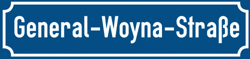 Straßenschild General-Woyna-Straße zum kostenlosen Download