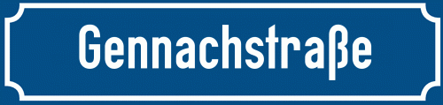 Straßenschild Gennachstraße zum kostenlosen Download