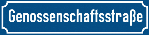 Straßenschild Genossenschaftsstraße zum kostenlosen Download