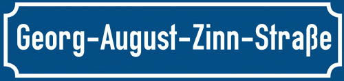 Straßenschild Georg-August-Zinn-Straße