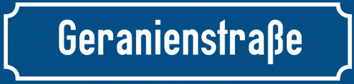 Straßenschild Geranienstraße