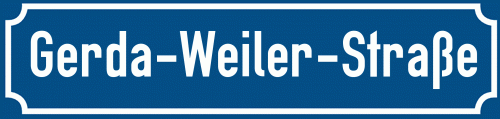Straßenschild Gerda-Weiler-Straße zum kostenlosen Download
