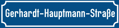 Straßenschild Gerhardt-Hauptmann-Straße