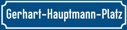 Straßenschild Gerhart-Hauptmann-Platz