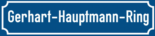 Straßenschild Gerhart-Hauptmann-Ring