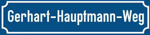 Straßenschild Gerhart-Hauptmann-Weg