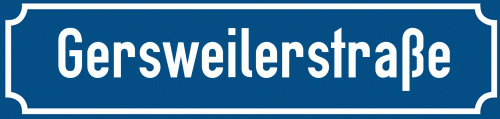 Straßenschild Gersweilerstraße zum kostenlosen Download