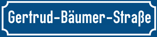 Straßenschild Gertrud-Bäumer-Straße zum kostenlosen Download