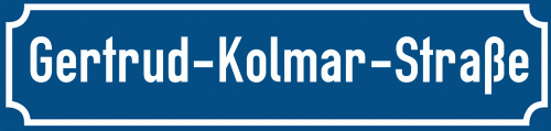 Straßenschild Gertrud-Kolmar-Straße zum kostenlosen Download