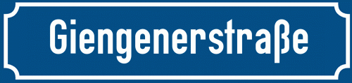 Straßenschild Giengenerstraße zum kostenlosen Download