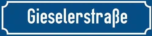 Straßenschild Gieselerstraße zum kostenlosen Download