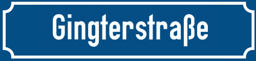 Straßenschild Gingterstraße zum kostenlosen Download