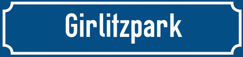 Straßenschild Girlitzpark zum kostenlosen Download