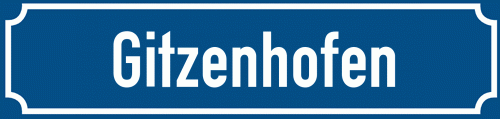 Straßenschild Gitzenhofen