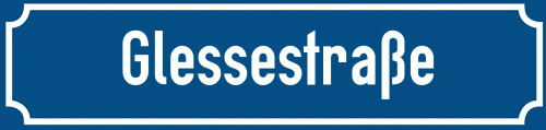 Straßenschild Glessestraße zum kostenlosen Download