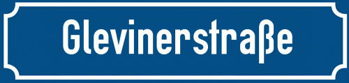 Straßenschild Glevinerstraße zum kostenlosen Download