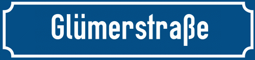 Straßenschild Glümerstraße