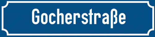 Straßenschild Gocherstraße zum kostenlosen Download