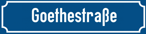 Straßenschild Goethestraße zum kostenlosen Download