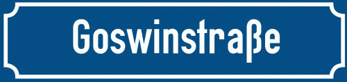 Straßenschild Goswinstraße zum kostenlosen Download
