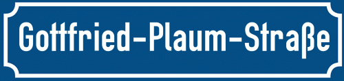Straßenschild Gottfried-Plaum-Straße zum kostenlosen Download