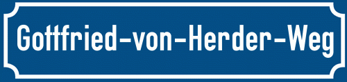 Straßenschild Gottfried-von-Herder-Weg