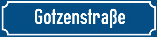 Straßenschild Gotzenstraße zum kostenlosen Download