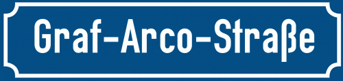 Straßenschild Graf-Arco-Straße zum kostenlosen Download