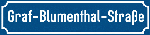 Straßenschild Graf-Blumenthal-Straße zum kostenlosen Download