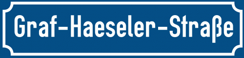 Straßenschild Graf-Haeseler-Straße zum kostenlosen Download