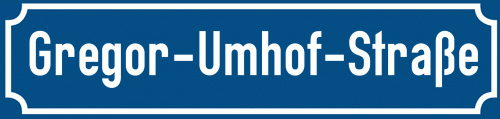 Straßenschild Gregor-Umhof-Straße zum kostenlosen Download