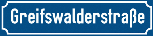 Straßenschild Greifswalderstraße zum kostenlosen Download