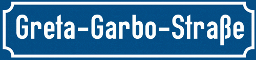Straßenschild Greta-Garbo-Straße