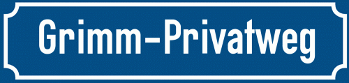 Straßenschild Grimm-Privatweg