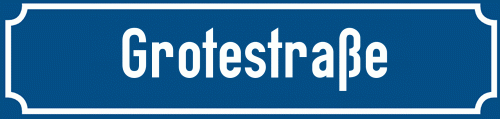 Straßenschild Grotestraße zum kostenlosen Download