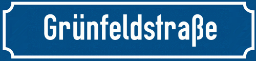 Straßenschild Grünfeldstraße