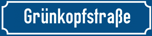 Straßenschild Grünkopfstraße