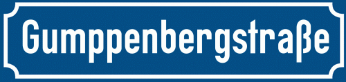 Straßenschild Gumppenbergstraße zum kostenlosen Download