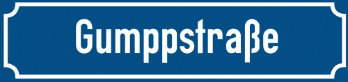 Straßenschild Gumppstraße zum kostenlosen Download