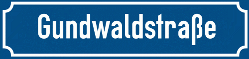 Straßenschild Gundwaldstraße zum kostenlosen Download