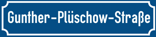 Straßenschild Gunther-Plüschow-Straße