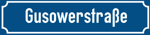 Straßenschild Gusowerstraße zum kostenlosen Download
