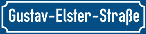 Straßenschild Gustav-Elster-Straße zum kostenlosen Download