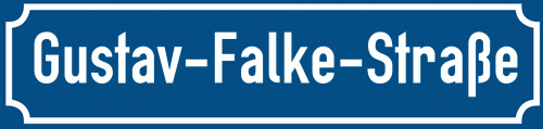 Straßenschild Gustav-Falke-Straße zum kostenlosen Download