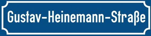 Straßenschild Gustav-Heinemann-Straße zum kostenlosen Download