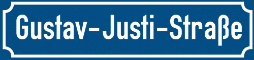 Straßenschild Gustav-Justi-Straße