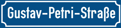 Straßenschild Gustav-Petri-Straße